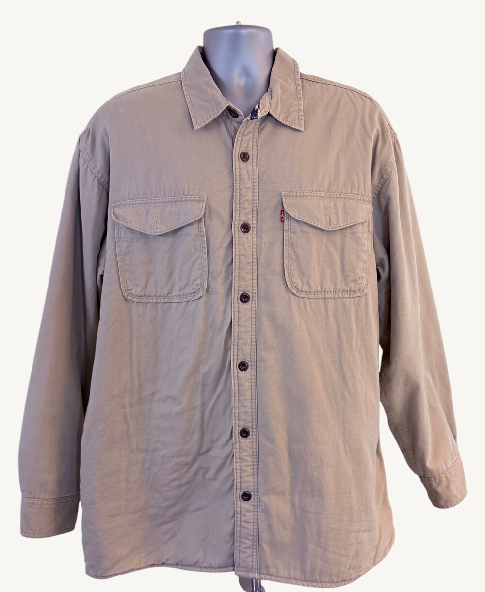 Levi's Men's XL Sherpa Lined Twill Chore Coat Khaki Utility Work Jacket